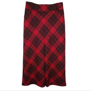 Talbots extra long red plaid skirt size 4